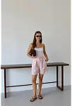 Müslin Kumaş Şort Bağcıklı Pembe Pt
