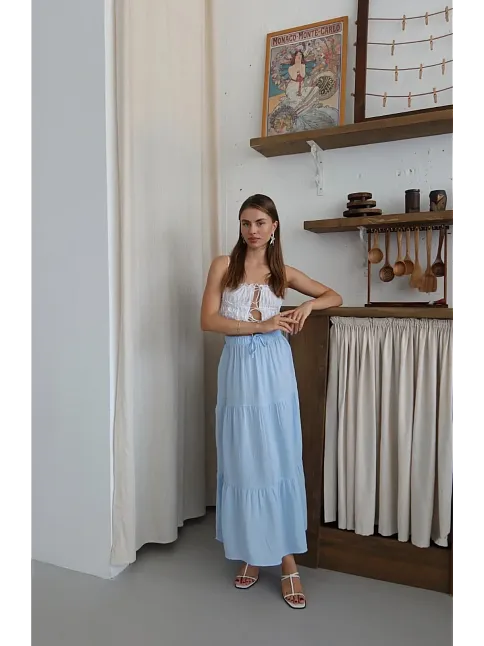 Müslin Kumaş Keten Uzun Etek Mvi Pt