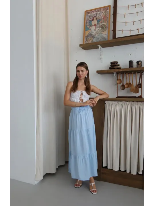 Müslin Kumaş Keten Uzun Etek Mvi Pt