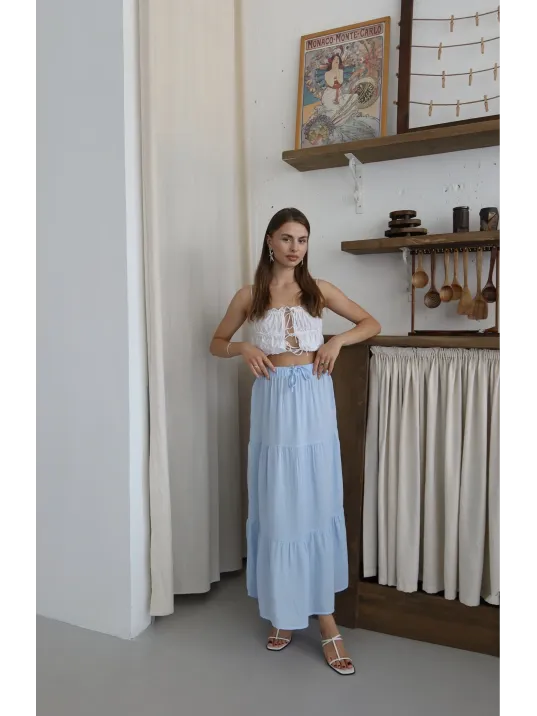 Müslin Kumaş Keten Uzun Etek Mvi Pt