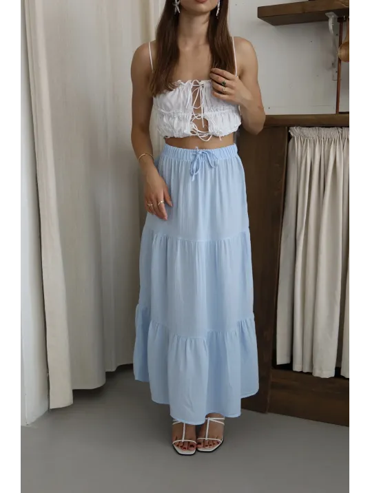 Müslin Kumaş Keten Uzun Etek Mvi Pt