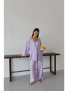 Müslin Kumaş Kimono Lila Pt