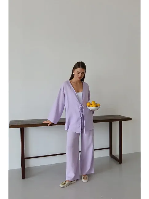 Müslin Kumaş Kimono Lila Pt