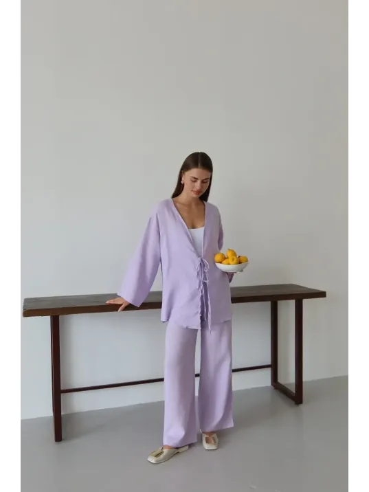 Müslin Kumaş Kimono Lila Pt