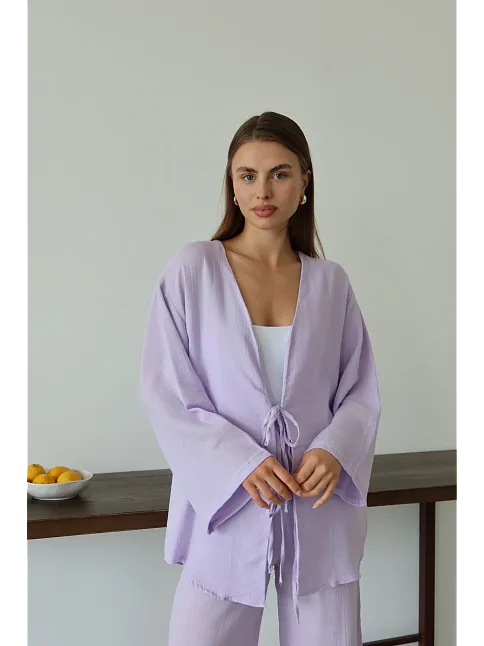 Müslin Kumaş Kimono Lila Pt
