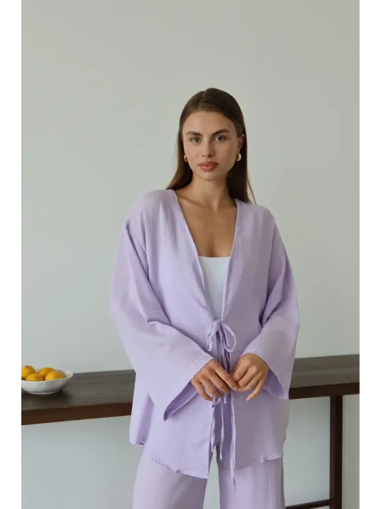 Müslin Kumaş Kimono Lila Pt