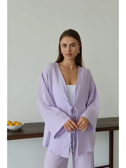 Müslin Kumaş Kimono Lila Pt