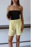 Müslin Kumaş Şort Bağcıklı Sarı Pt
