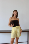 Müslin Kumaş Şort Bağcıklı Sarı Pt Müslin Kumaş Şort Bağcıklı Sarı Pt