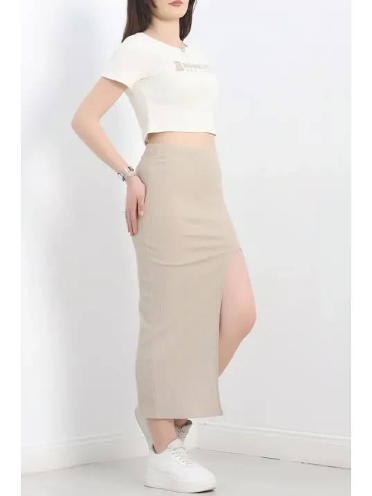 Nakışlı Etekli Takım Bej Beyaz S3899 Nakışlı Etekli Takım Bej Beyaz S3899