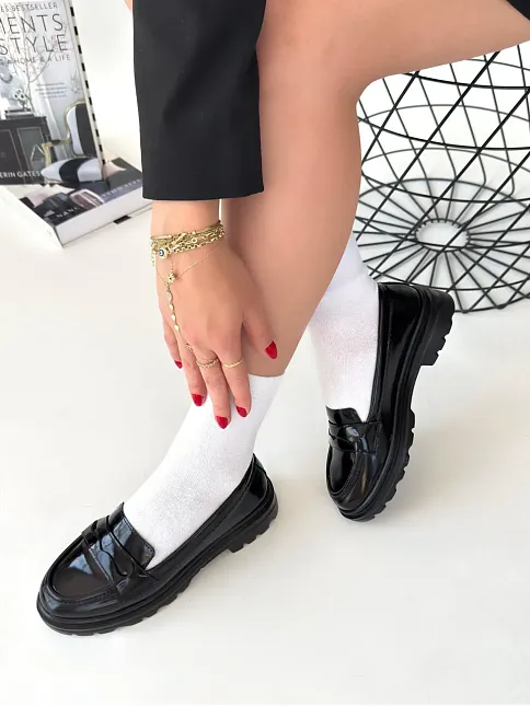 Narli Siyah Rugan Oxford Ayakkabı