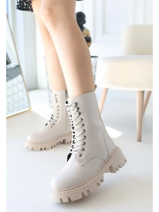 Neole Bej Cilt Bağcıklı Bot Neole Bej Cilt Bağcıklı Bot