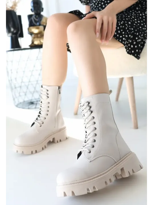 Neole Bej Cilt Bağcıklı Bot Neole Bej Cilt Bağcıklı Bot