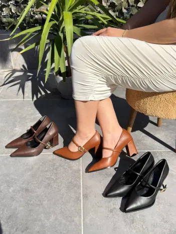 Nıvra Taba Cilt Topuklu Ayakkabı