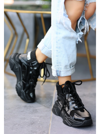 Nolli Siyah Cilt Bağcıklı Bot Nolli Siyah Cilt Bağcıklı Bot