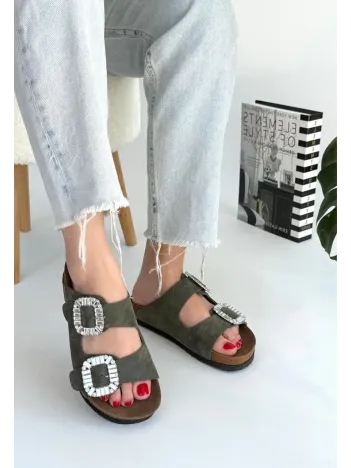 Nool Yeşil Nubuk Terlik