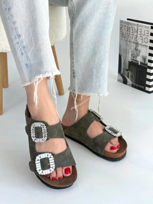 Nool Yeşil Nubuk Terlik Nool Yeşil Nubuk Terlik