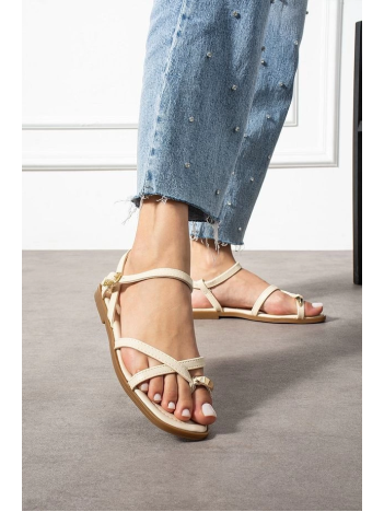 Nordi Bej Cilt Kemerli Sandalet Nordi Bej Cilt Kemerli Sandalet