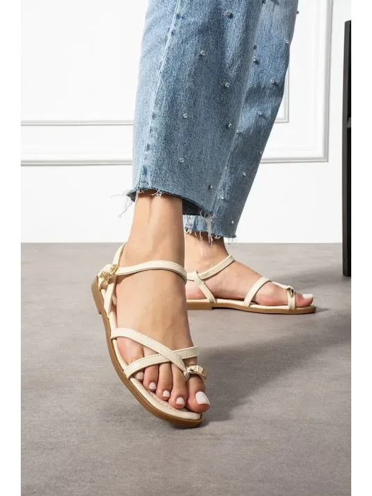 Nordi Bej Cilt Kemerli Sandalet Nordi Bej Cilt Kemerli Sandalet