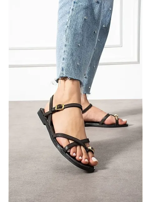 Nordi Kahverengi Cilt Kemerli Sandalet