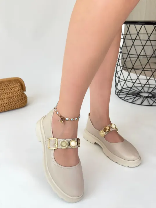 Okira Bej Cilt Oxford Ayakkabı Okira Bej Cilt Oxford Ayakkabı