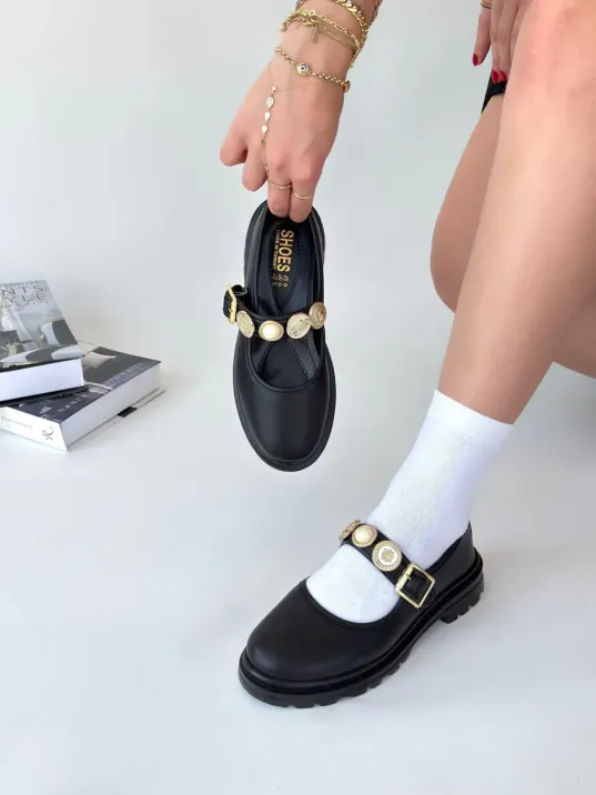 Okira Siyah Cilt Oxford Ayakkabı Okira Siyah Cilt Oxford Ayakkabı