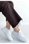 Omma Beyaz Deri Lazerli Bağcıklı Spor Ayakkabı