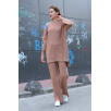 Omuz detaylı kol nakışlı ikili alt üst triko takım vizon Omuz detaylı kol nakışlı ikili alt üst triko takım vizon