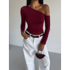 Omuz detaylı kollu bluz bordo f2336 Omuz detaylı kollu bluz bordo f2336