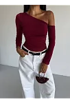 Omuz Detaylı Kollu Bluz Bordo F2336