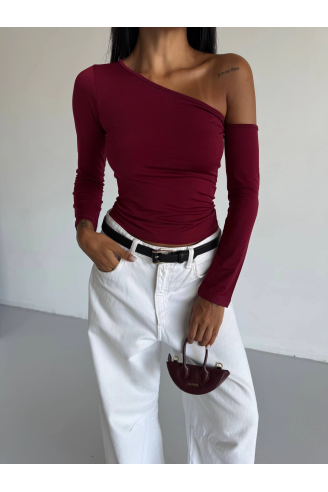Omuz detaylı kollu bluz bordo f2336