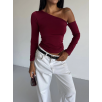 Omuz detaylı kollu bluz bordo f2336 Omuz detaylı kollu bluz bordo f2336