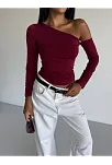 Omuz Detaylı Kollu Bluz Bordo F2336