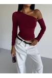 Omuz Detaylı Kollu Bluz Bordo F2336