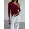 Omuz detaylı kollu bluz bordo f2336 Omuz detaylı kollu bluz bordo f2336