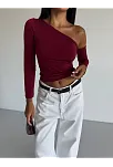 Omuz Detaylı Kollu Bluz Bordo F2336