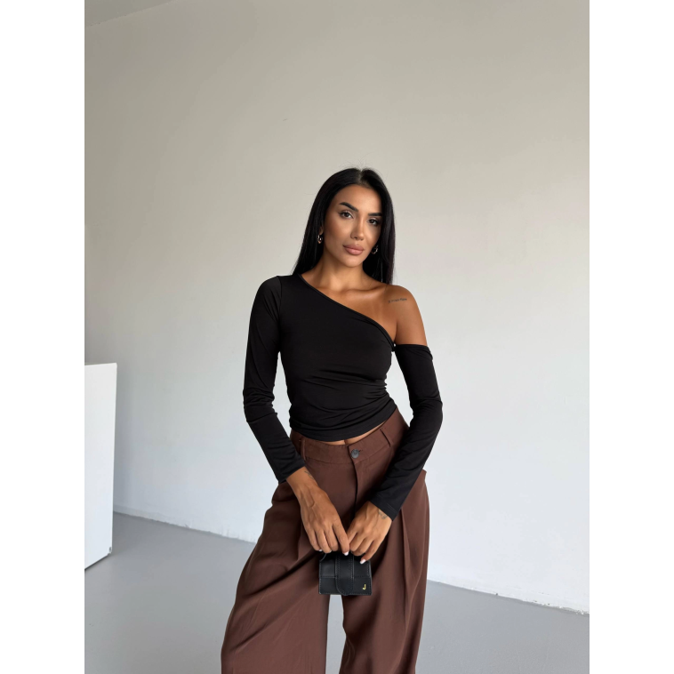 Omuz detaylı kollu bluz siyah f2336 Omuz detaylı kollu bluz siyah f2336