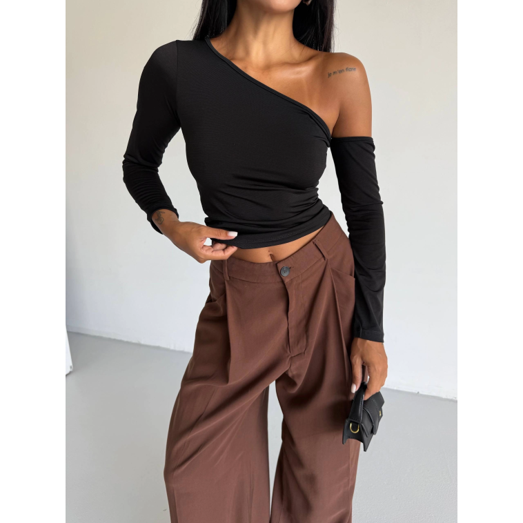 Omuz detaylı kollu bluz siyah f2336 Omuz detaylı kollu bluz siyah f2336