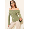 Omzu Açık Fermuarlı Bluz haki T4330 Omzu Açık Fermuarlı Bluz haki T4330