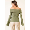 Omzu Açık Fermuarlı Bluz haki T4330 Omzu Açık Fermuarlı Bluz haki T4330