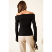 Omzu Açık Fermuarlı Bluz siyah T4330 Omzu Açık Fermuarlı Bluz siyah T4330