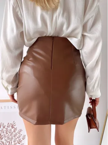 Önden Büzgülü Etek Taba H24210