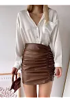 Önden Büzgülü Etek Taba H24210