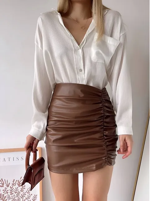 Önden Büzgülü Etek Taba H24210