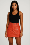 Önden İki Cepli Deri Etek Turuncu H240040 Önden İki Cepli Deri Etek Turuncu H240040