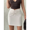 Önü büzgülü etek bej s24222