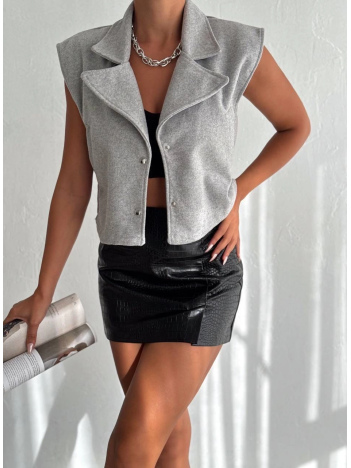 Önü çıtçıtlı cepli kaşe yelek gri f2253 Önü çıtçıtlı cepli kaşe yelek gri f2253