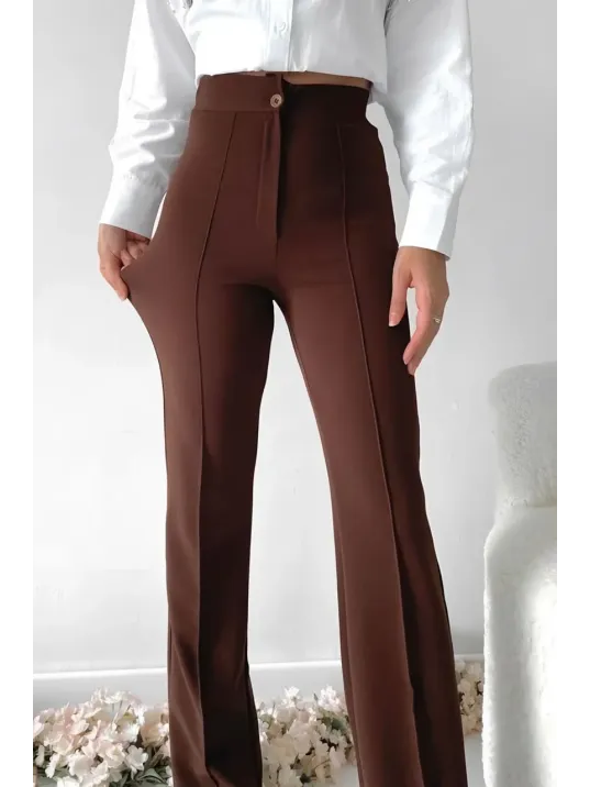 Önü Cumalı İthal Krep Pantolon