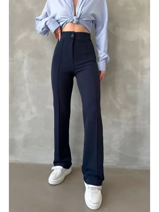 Önü Cumalı İthal Krep Pantolon