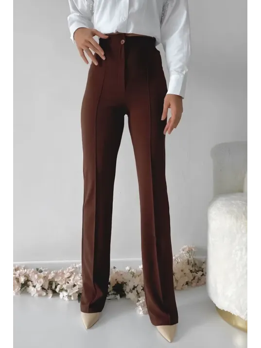 Önü Cumalı İthal Krep Pantolon